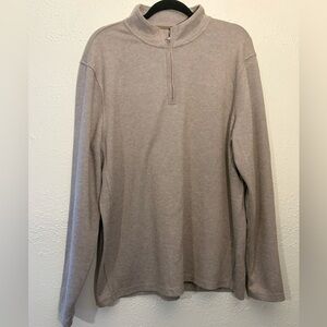 J. Crew Fleece Mens Quarter ZipMock Neck Pullover Beige Knit Sweater Size XL